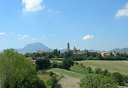 Panorama with Monte San Vicino in the background.