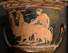 Artemis in a Chariot, Kantharos by the Painter of the Great Athens Kantharos, ca 450/425 BC. Artemis hinds Louvre CA1795.jpg