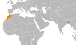 Map indicating locations of Bangladesh and Morocco