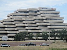 A pyramid-shaped former Bank of America branch building towers over Interstate 410 in San Antonio, Texas, 2013 Bank of America, Loop 410, San Antonio, TX IMG 7852.JPG