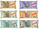 다양한 종류의 인도 루피 지폐가 유통되고 있다.