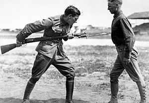 A picture of bayonet training.
