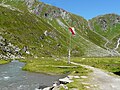 Blick vom Aufstiegsweg bei der Lahneralm zur Hütte