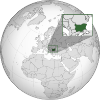 A map showing the location of Bulgaria