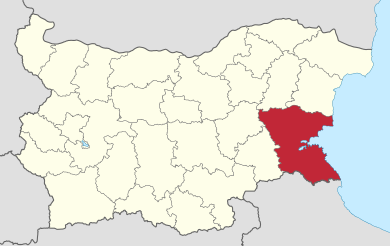 Бургасская область на карте Болгарии