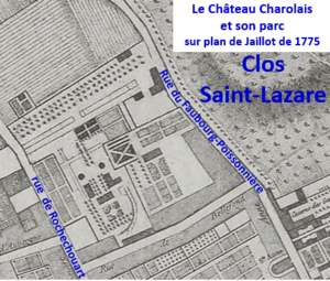 Château Charolais sur plan Jaillot de 1775