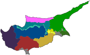 English: Map of Cyprus showing districts