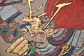 Peinture sur paravent représentant Mogami Yoshiaki à la bataille de Hasedō, milieu de l'époque d'Edo.