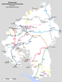 Einteilung des württembergischen Schienennetzes nach VzG-Streckennummern