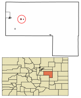 Location of Kiowa in Elbert County, Colorado.