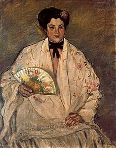 La Mujer del abanico (1899-1901), huile sur toile, 94 x 73 cm, musée des beaux-arts de Bilbao.