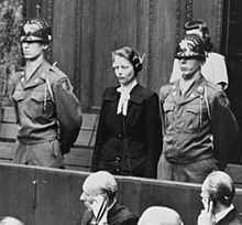 Herta Oberheuser at the trial for doctors, August 20, 1947 Herta Oberheuser sentencing.jpg