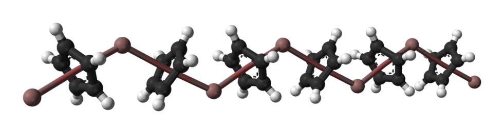 Estructura del CpIn, que és un polímer (vermell = In).[2]