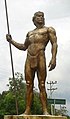 Sculpture of a native man standing at the entrance of Fusagasugá