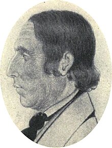 19th-century profile portrait sketch of a man in a suit and tie