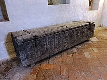 Tetzel's coffer, on display at the St. Nikolai church in Juterbog Juterbog Nikolaikirche Tetzelkasten.JPG