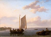 Veerboot op een verstilde binnenzee (ca. 1820)