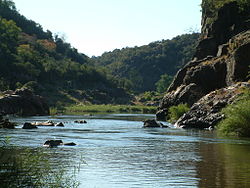 Дълбокият каньон Luvuvhu River в Lanner Gorge в Макулеке