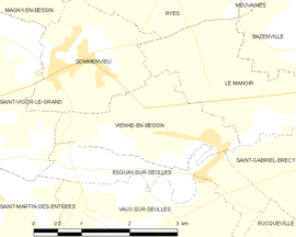 Mapa obce Vienne-en-Bessin