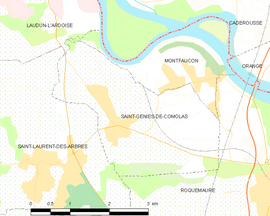 Mapa obce Saint-Geniès-de-Comolas