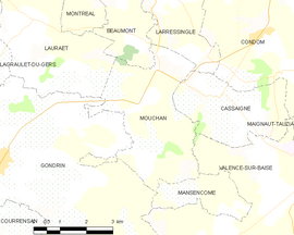Mapa obce Mouchan