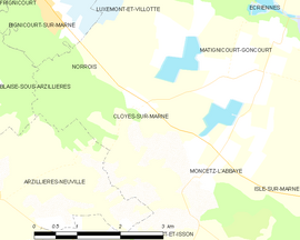 Mapa obce Cloyes-sur-Marne