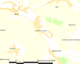 Mapa obce Monchy-Cayeux