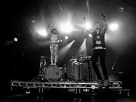 Matt and Kim performing in London in 2015