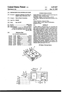 Ralph Baer and Howard Morrison invented and patented an electronic toy that was later licensed to Milton Bradley and sold as Simon in 1978. Microcomputer Controlled Game patent US4207087A.pdf