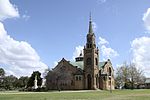 It is a sandstone building with a corrugated iron roof. On the roof there is a dome. On the one corn The building was designed by W.H. Ford and completed in 1914. After the Anglo Boer War money was sc Type of site: Church Current use: Church.