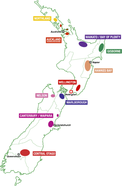 New Zealand wine map