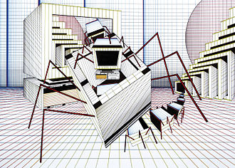 Escape of computer spiders, by Dejo, 1990 Ontsnapping van Computerspinnen.jpg