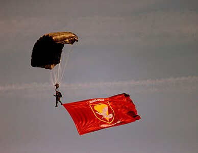 Padobranac sa zastavom 63. padobranske brigade