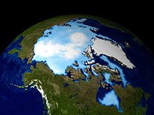 Alaska, America's Arctic, is positioned between Asia, Europe and the Eastern US - Barrow to Hammerfest, Norway (2631) is 1254 air miles shorter than Washington DC to Oslo (3885). Anchorage to DC is 3371; Anchorage to Tokyo 3461. Pokrywa lodowa 1999.jpg