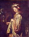 Мифологический портрет Саскии в образе богини Флоры» кисти Рембрандта.