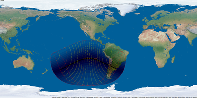 Weltkarte der Sonnenfinsternis vom 2. Juli 2019