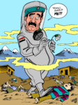 קריקטורה על השימוש של סדאם חוסיין בנשק כימי