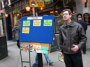 Street preacher in Covent Garden with an unusu...