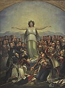 テオドロス・ヴリザキスが描いた女神としてのヘラス[要曖昧さ回避]（ギリシャの擬人化） 。ギリシャ独立戦争を描いている。