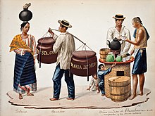 Economic Life in Spanish Colonial Philippines, with Native and Sangley Chinese traders Tipos del Pais Scene by Jose Honorato Lozano.jpg