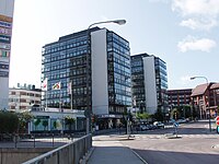 Två av de tre Kopparhusen i Torsvik. De hus som inrymmer lägenheter med bostadsrätt.