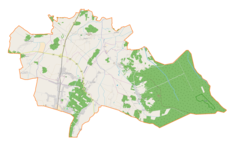 Mapa konturowa gminy Tuszów Narodowy, w centrum znajduje się punkt z opisem „Czajkowa”