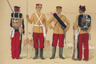 Soldados brasileños con uniforme de campo en 1900-1908.