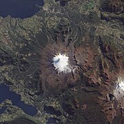 Imagem de satélite de Villarrica, um dos vulcões mais ativos do Chile.