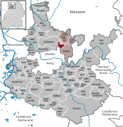 Elhelyezkedése Baden-Württemberg térképén