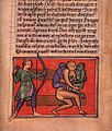 19V-20R Ape: The manuscript states when an ape has twins, it loves one and despises the other baby. In times of being hunted, the mother ape shield's her back with her unfavored baby while cradling and protecting her favored baby.