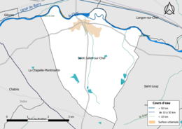 Carte en couleur présentantle réseau hydrographique de la commune