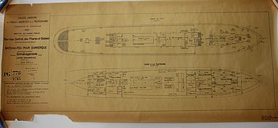 Plan des emménagements du bateau-feu Le Havre