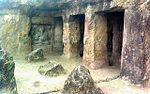 Two rock-cut cave temples on the Indrakila hill known as Akkanna caves Kiratarjuna pillar and slab the Indrakila hil Inscribed pillar and slab in Malleswaraswami temple