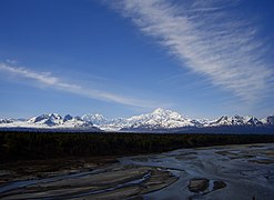 Vista de la cordillera de Alaska desde el parque nacional Denali.